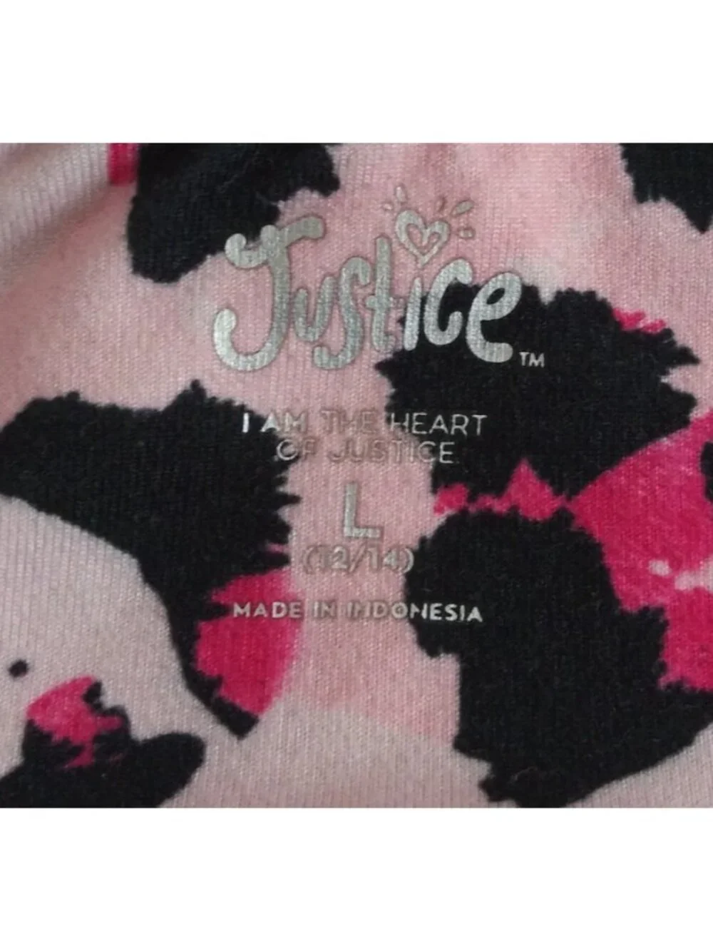 Justice Girls Active Pink & Black Leopard Print Tech Pocket Leggings Large 12/14
